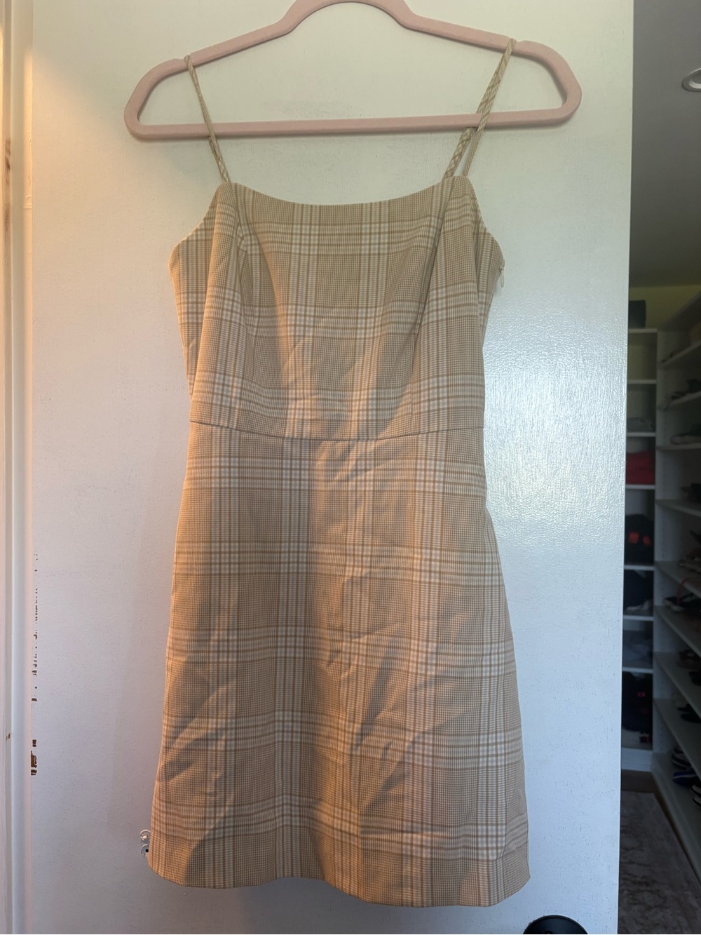 Aritzia Plaid Beige Mini Dress